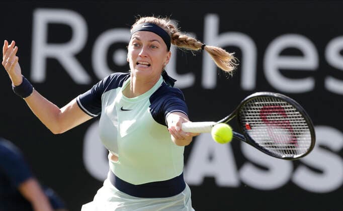 14th June 2022; Edgbaston Priory Club, Edgbaston, Birmingham, United Kingdom; Birmingham Classic Lawn Tennis tournament; Petra Kvitova (CZE) in her match against Beatriz Haddad Maia (BRA)  ActionPlus12400015 RogerxEvans