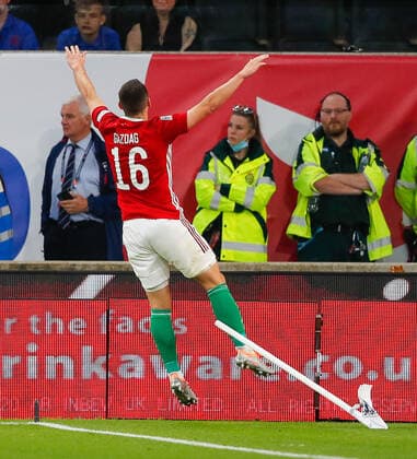 England v Hungary UEFA Nations League Daniel Gazdag of Hungary celebrates his goal during the UEFA Nations League match between England and Hungary at Molineux, Wolverhampton Content Not Available For UK Newspapers Copyright: xPaulxChestertonx FIL-17013-0208 UK Newspapers OUT