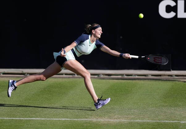 14th June 2022; Edgbaston Priory Club, Edgbaston, Birmingham, United Kingdom; Birmingham Classic Lawn Tennis tournament; Petra Kvitova (CZE) in her match against Beatriz Haddad Maia (BRA)  ActionPlus12400025 RogerxEvans
