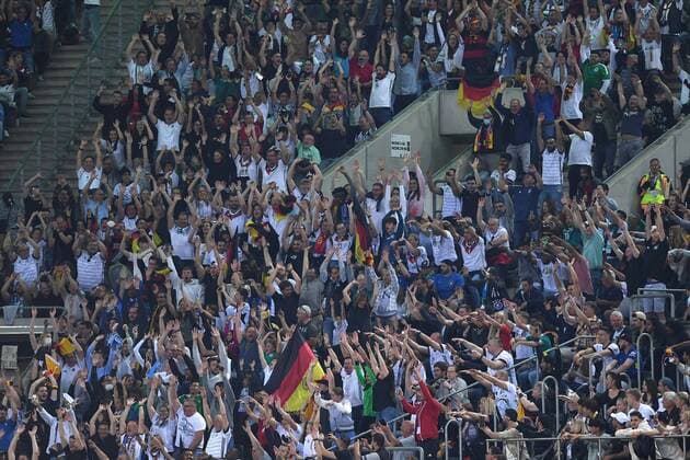 Soccer UEFA Nations League Germany Italy on 14 06 2022 at Borussia Park in Mönchengladbach Laola wave spectators visitors fans DFB regulations prohibit any use of photographs as image sequences and or quasi video xHDx