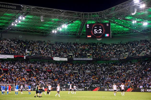 Photo LaPresse - Fabio Ferrari June, 14 2022 M& xf6;nchengladbach, Germany soccer Germany vs Italy - Uefa Nations League - Group C 3 6 - Stadium Stadion im Borussia-Park. In the pic:score of match  Copyright: xFabioxFerrari LaPressex