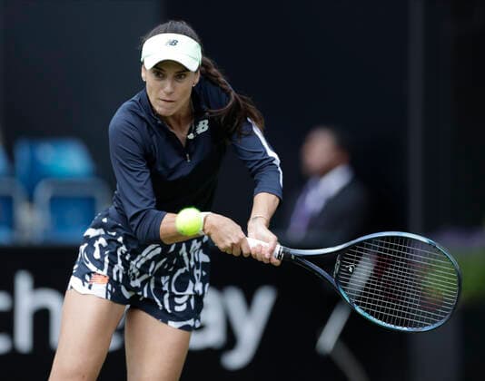 15th June 2022; Edgbaston Priory Club, Edgbaston, Birmingham, United Kingdom; Birmingham Classic Lawn Tennis tournament; Sorana Cirstea (ROU) in her match against Aleksandra Krunic (SRB)  ActionPlus12400100 RogerxEvans