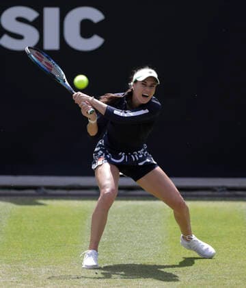 15th June 2022; Edgbaston Priory Club, Edgbaston, Birmingham, United Kingdom; Birmingham Classic Lawn Tennis tournament; Sorana Cirstea (ROU) in her match against Aleksandra Krunic (SRB)  ActionPlus12400106 RogerxEvans