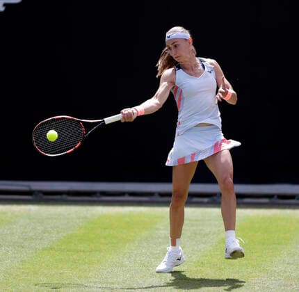 15th June 2022; Edgbaston Priory Club, Edgbaston, Birmingham, United Kingdom; Birmingham Classic Lawn Tennis tournament; Aleksandra Krunic (SRB) in her match against Sorana Cirstea (ROU)  ActionPlus12400109 RogerxEvans