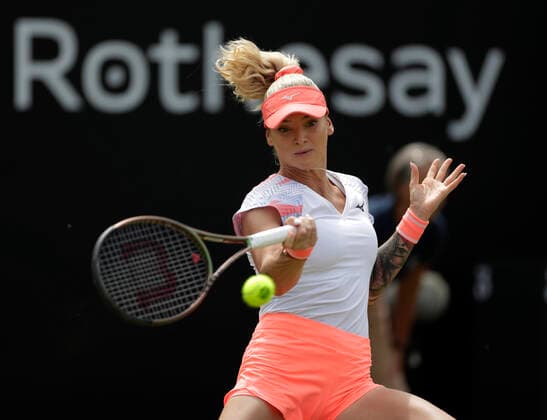 15th June 2022; Edgbaston Priory Club, Edgbaston, Birmingham, United Kingdom; Birmingham Classic Lawn Tennis tournament; Tereza Martincova (CZE) in her match against Camila Giorgi (ITA)  ActionPlus12400117 RogerxEvans