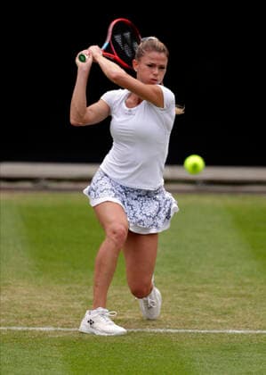 15th June 2022; Edgbaston Priory Club, Edgbaston, Birmingham, United Kingdom; Birmingham Classic Lawn Tennis tournament; Camila Giorgi (ITA) in her match against Tereza Martincova (CZE)  ActionPlus12400130 RogerxEvans