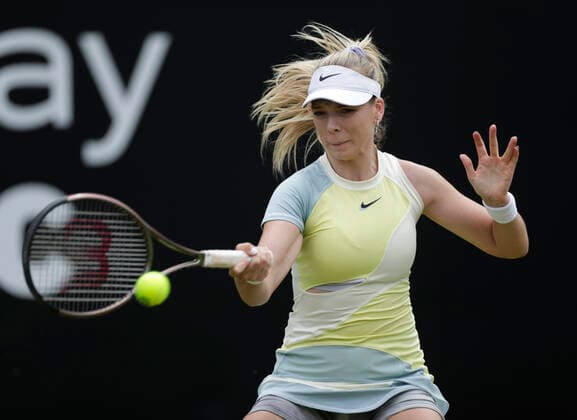 15th June 2022; Edgbaston Priory Club, Edgbaston, Birmingham, United Kingdom; Birmingham Classic Lawn Tennis tournament; Katie Boulter (GBR) during her match against Caroline Garcia (FRA)  ActionPlus12400143 RogerxEvans