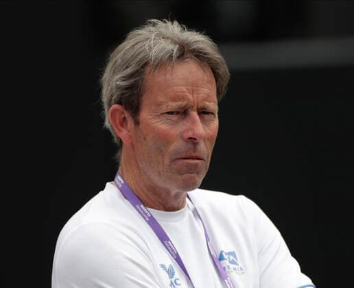 15th June 2022; Edgbaston Priory Club, Edgbaston, Birmingham, United Kingdom; Birmingham Classic Lawn Tennis tournament; Jeremy Bates former British number 1 and now coach to Katie Boulter (GBR) during her match against Caroline Garcia (FRA)  ActionPlus12400147 RogerxEvans