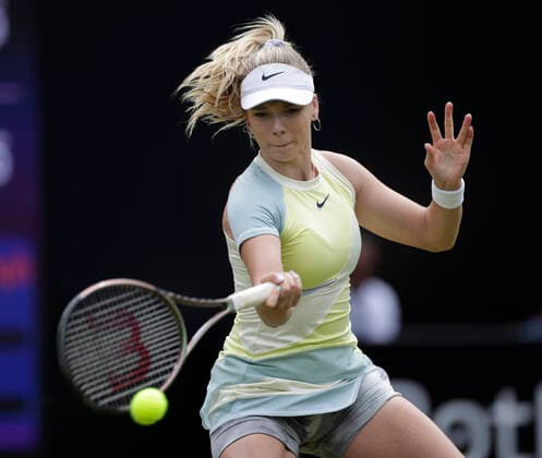 15th June 2022; Edgbaston Priory Club, Edgbaston, Birmingham, United Kingdom; Birmingham Classic Lawn Tennis tournament; Katie Boulter (GBR) during her match against Caroline Garcia (FRA)  ActionPlus12400156 RogerxEvans