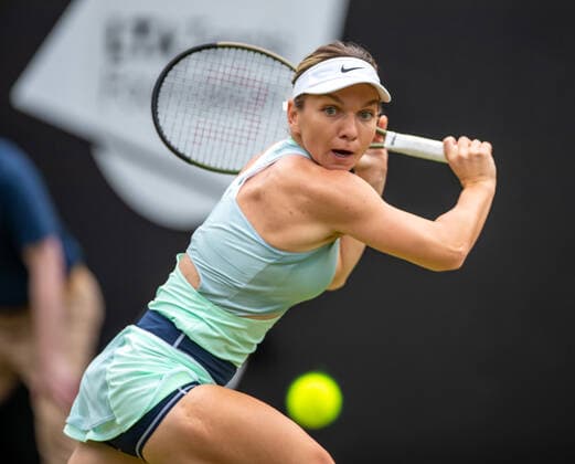 15th June 2022; Edgbaston Priory Club, Edgbaston, Birmingham, United Kingdom; Birmingham Classic Lawn Tennis tournament; Simona Halep (ROU) in her match against Harriet Dart (GBR)  ActionPlus12400179 RogerxEvans