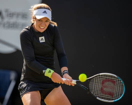 15th June 2022; Edgbaston Priory Club, Edgbaston, Birmingham, United Kingdom; Birmingham Classic Lawn Tennis tournament; Caty McNally (USA) during her match against Donna Vekic (CRO)  ActionPlus12400238 RogerxEvans