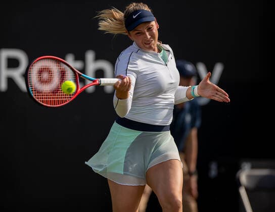 15th June 2022; Edgbaston Priory Club, Edgbaston, Birmingham, United Kingdom; Birmingham Classic Lawn Tennis tournament; Donna Vekic (CRO) during her match against Caty McNally (USA)  ActionPlus12400240 RogerxEvans