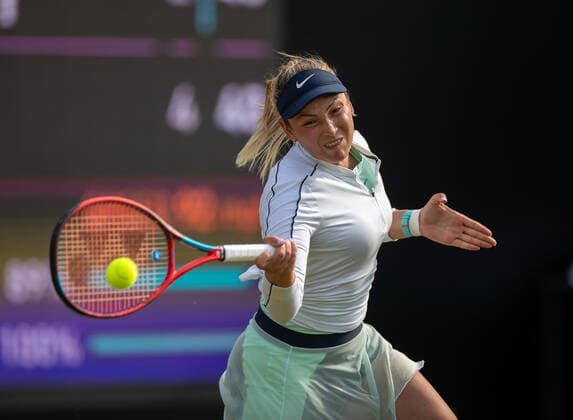 15th June 2022; Edgbaston Priory Club, Edgbaston, Birmingham, United Kingdom; Birmingham Classic Lawn Tennis tournament; Donna Vekic (CRO) during her match against Caty McNally (USA)  ActionPlus12400242 RogerxEvans