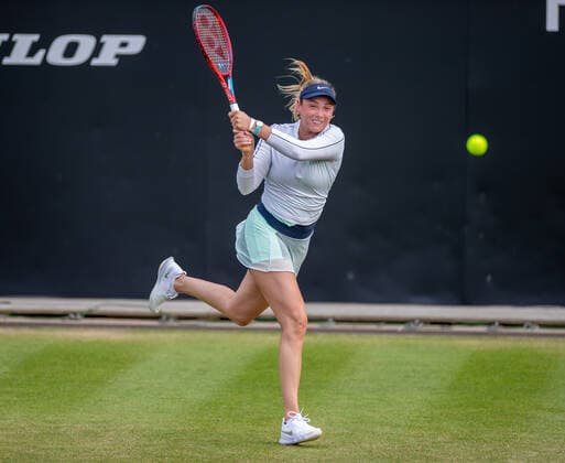 15th June 2022; Edgbaston Priory Club, Edgbaston, Birmingham, United Kingdom; Birmingham Classic Lawn Tennis tournament; Donna Vekic (CRO) during her match against Caty McNally (USA)  ActionPlus12400252 RogerxEvans