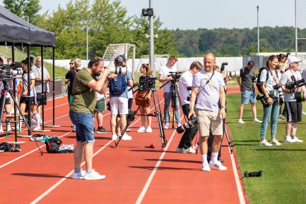 Reportage 16 06 2022 DFB womens national team at training camp at adidas in Herzogenaurach The women invite the press to Media Day Always followed by cameras on and off the pitch Herzogenaurach Bavaria Germany