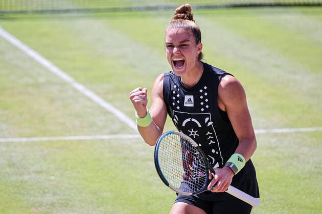 Maria SAKKARI GRE cheers, bett1open WTA 500, Berlin, LTTC Rot Weiß , 17 06 2022, Copyright: xClaudioxGärtnerx