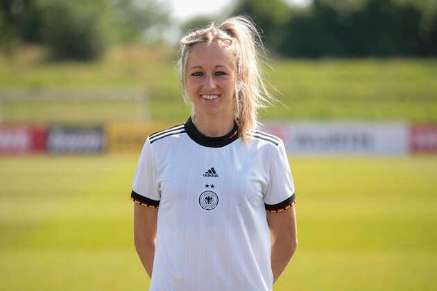 16 06 2022, Mediaday at DFB Team der Frauen, Germany, Herzogenaurach, Adi Dassler Sportplatz, In picture Kathrin Hendrich DFL REGULATES PROHIBIT ANY USE OF PHOTOGRAPHS AS IMAGE SEQUENCES AND OR QUASI VIDEO Copyright: HMBxMedia xJulienxBecker