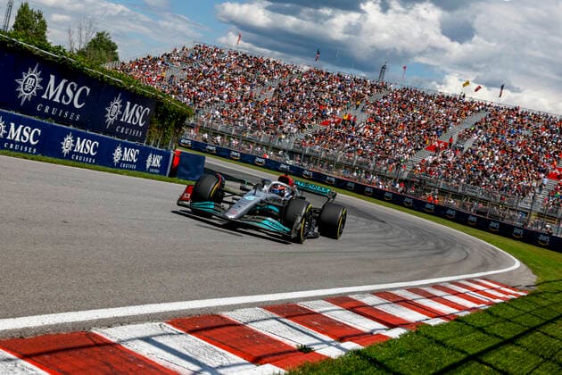 63 George Russell GBR, Mercedes AMG Petronas F1 Team , F1 Grand Prix of Canada at Circuit Gilles Villeneuve on June 17, 2022 in Montreal, Canada Photo by HOCH ZWEI Montreal Canada