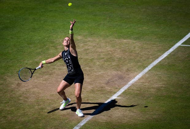 June 17, 2022, BERLIN, GERMANY: Maria Sakkari of Greece in action during the quarter-final of the 2022 bett1Open WTA, Tennis Damen 500 tennis tournament against Daria Kasatkina of Russia BERLIN GERMANY - ZUMAa181 20220617_zaa_a181_166 Copyright: xRobxPrangex