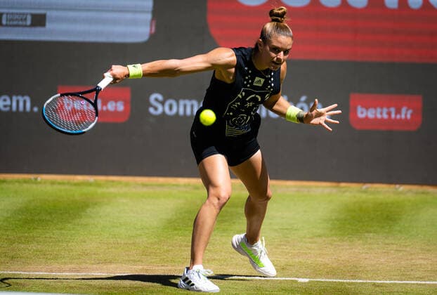 June 17, 2022, BERLIN, GERMANY: Maria Sakkari of Greece in action during the quarter-final of the 2022 bett1Open WTA, Tennis Damen 500 tennis tournament against Daria Kasatkina of Russia BERLIN GERMANY - ZUMAa181 20220617_zaa_a181_172 Copyright: xRobxPrangex