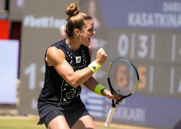 June 17, 2022, BERLIN, GERMANY: Maria Sakkari of Greece in action during the quarter-final of the 2022 bett1Open WTA, Tennis Damen 500 tennis tournament against Daria Kasatkina of Russia BERLIN GERMANY - ZUMAa181 20220617_zaa_a181_177 Copyright: xRobxPrangex