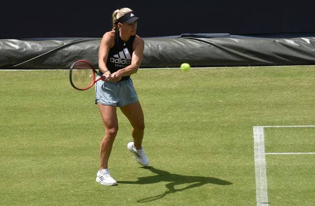18 06 2022 Bad Homburg vor der Höhe, Kurpark WTA 250 Bad Homburg Open tennis pro Angelique Kerber practicing in the center court emspor, DFL regulations prohibit any use of photographs as image sequences and or quasi video