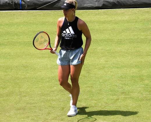 18 06 2022 Bad Homburg vor der Höhe, Kurpark WTA 250 Bad Homburg Open tennis pro Angelique Kerber practicing in the center court emspor, DFL regulations prohibit any use of photographs as image sequences and or quasi video