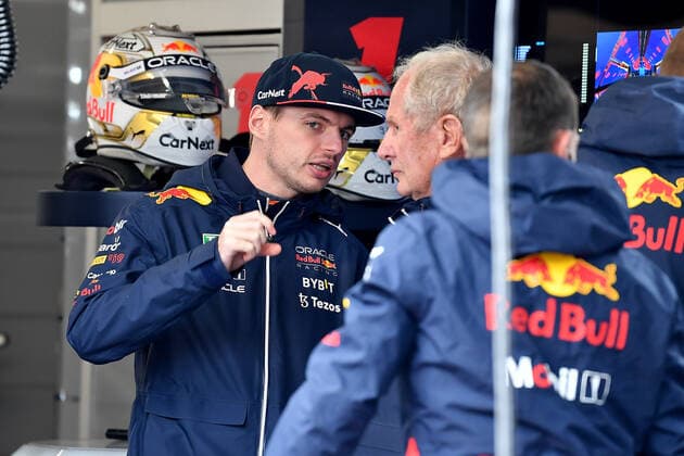 18 06 2022, Circuit Gilles Villeneuve, Montreal, FORMULA 1 AWS GRAND PRIX DU CANADA 2022 , pictured Max Verstappen NEL , Oracle Red Bull Racing talking to Motorsport Director Dr Helmut Marko Red Bull Racing Honda Photo EU Images Montreal Circuit Gilles Villeneuve Quebec Canada  eu-images-506