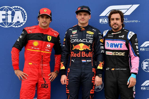 FORMULA 1 AWS GRAND PRIX DU CANADA 2022 18 06 2022, Circuit Gilles Villeneuve, Montreal, FORMULA 1 AWS GRAND PRIX DU CANADA 2022 , in picture pole position for Max Verstappen NEL , Oracle Red Bull Racing, 2 starting position for Fernando Alonso ESP , Alpine F1 Team, 3 starting position for Carlos Sainz Jr ESP , Scuderia Ferrari nordphotoxGmbHx xBratic nph00250