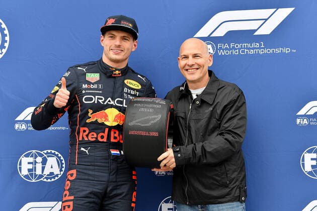 FORMULA 1 AWS GRAND PRIX DU CANADA 2022 18 06 2022, Circuit Gilles Villeneuve, Montreal, FORMULA 1 AWS GRAND PRIX DU CANADA 2022 , in picture pole position for Max Verstappen NEL , Oracle Red Bull Racing, Jacques Villeneuve nordphotoxGmbHx xBratic nph00250