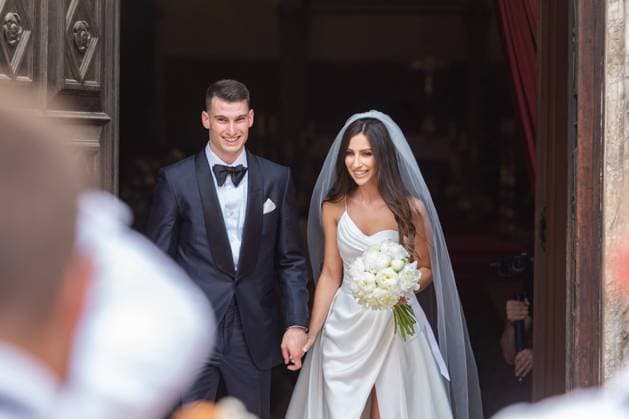 Dinamo Zagreb Goalkeeper Dominik Livakovic wedding Dinamo Zagreb Goalkeeper Dominik Livakovic and Helena Matic are seen durihg their wedding ceremony at Cathedral of St. Anastasia in Zadar, Croatia on June 18, 2022. SimexZelic PIXSELL