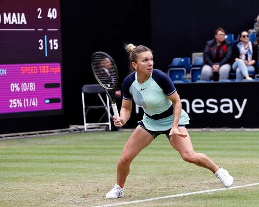 Tennis - 2022 WTA, Tennis Damen Rothesay Birmingham Classic Championships - Edgbaston Priory Club - Sunday 19th June 2022 Number two seed Simona Halep (ROU) during her semi final defeat in three sets against Beatriz Haddad Maia (BRZ) , at 2022 Rothesay Birmingham Classic Championships. 