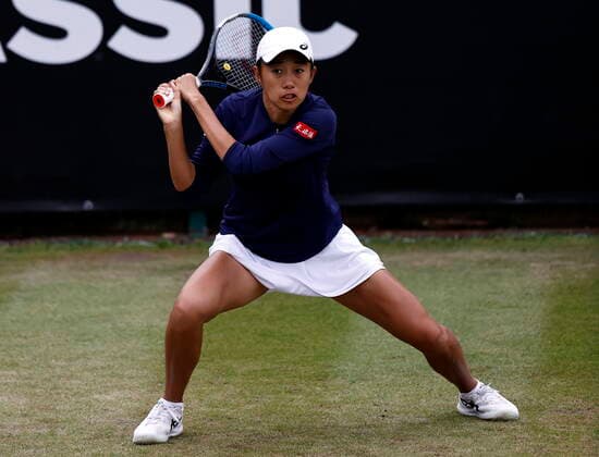 Tennis - 2022 WTA, Tennis Damen Rothesay Birmingham Classic Championships - Edgbaston Priory Club - Sunday 19th June 2022 Number eight seed Shuai Zhang (CHN) during her semi final win in three sets against number six seed Sorana Cirstea (ROU), at 2022 Rothesay Birmingham Classic Championships. 