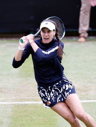 Tennis - 2022 WTA, Tennis Damen Rothesay Birmingham Classic Championships - Edgbaston Priory Club - Sunday 19th June 2022 Number six seed Sorana Cirstea (ROU)during her semi final defeat in three sets against Number eight seed Shuai Zhang (CHN), at 2022 Rothesay Birmingham Classic Championships. 