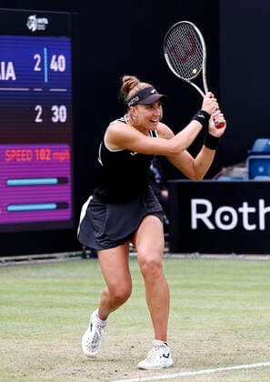 Tennis - 2022 WTA, Tennis Damen Rothesay Birmingham Classic Championships - Edgbaston Priory Club - Sunday 19th June 2022 Beatriz Haddad Maia (BRZ) during her semi final win in three sets against number two seed Simona Halep (ROU), at 2022 Rothesay Birmingham Classic Championships. 