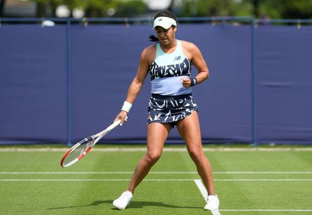 Mandatory Credit: Photo by Dave Shopland Shutterstock (12991864an) Great Britain s Heather Watson celebrates during Final Qualifying Match Rothesay International Eastbourne, Tennis, Devonshire Park, Eastbourne, UK - 19 Jun 2022 Rothesay International Eastbourne, Tennis, Devonshire Park, Eastbourne, UK - 19 Jun 2022  Copyright: xDavexShopland Shutterstockx 12991864an