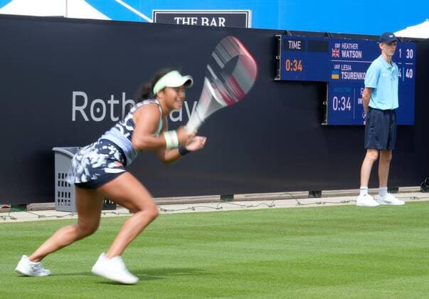 Mandatory Credit: Photo by Dave Shopland Shutterstock (12991864ah) Great Britain s Heather Watson during Final Qualifying Match Rothesay International Eastbourne, Tennis, Devonshire Park, Eastbourne, UK - 19 Jun 2022 Rothesay International Eastbourne, Tennis, Devonshire Park, Eastbourne, UK - 19 Jun 2022  Copyright: xDavexShopland Shutterstockx 12991864ah