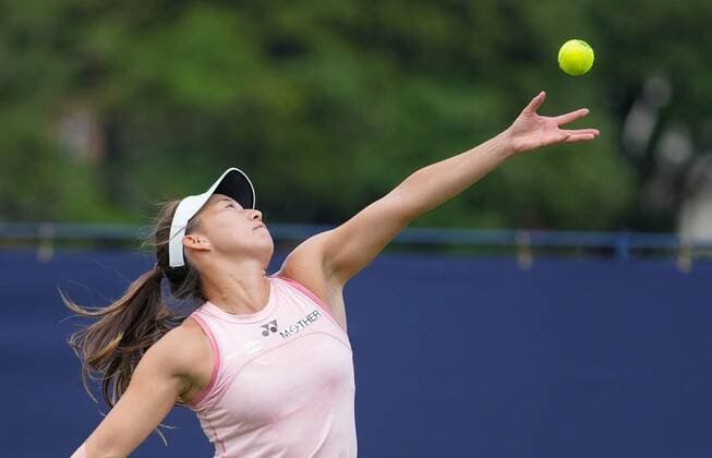Mandatory Credit: Photo by Dave Shopland Shutterstock (12991864cb) Great Britain s Yuriko Miyazaki during her final qualifying match Rothesay International Eastbourne, Tennis, Devonshire Park, Eastbourne, UK - 19 Jun 2022 Rothesay International Eastbourne, Tennis, Devonshire Park, Eastbourne, UK - 19 Jun 2022  Copyright: xDavexShopland Shutterstockx 12991864cb