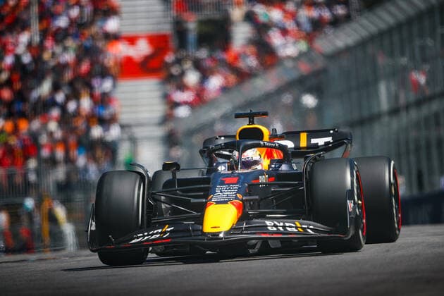 01 VERSTAPPEN Max (nld), Red Bull Racing RB18, action during the Formula 1 AWS Grand Prix du Canada 2022, 9th round of the 2022 FIA Formula One World Championship, WM, Weltmeisterschaft on the Circuit Gilles Villeneuve, from June 17 to 19, 2022 in Montreal, Canada - F1 - CANADIAN GRAND PRIX 2022 - RACE DPPI Panoramic  00122023__V2_6117