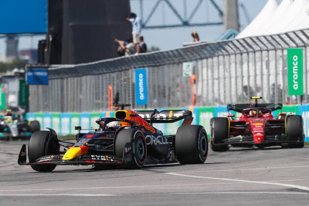 01 VERSTAPPEN Max (nld), Red Bull Racing RB18, action during the Formula 1 AWS Grand Prix du Canada 2022, 9th round of the 2022 FIA Formula One World Championship, WM, Weltmeisterschaft on the Circuit Gilles Villeneuve, from June 17 to 19, 2022 in Montreal, Canada - F1 - CANADIAN GRAND PRIX 2022 - RACE DPPI Panoramic  00122023__V2_6693