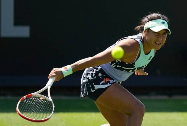 Mandatory Credit: Photo by Dave Shopland Shutterstock (12992812p) Great Britain s Heather Watson in 1st Round action Rothesay International Eastbourne, Tennis, Devonshire Park, Eastbourne, UK - 20 Jun 2022 Rothesay International Eastbourne, Tennis, Devonshire Park, Eastbourne, UK - 20 Jun 2022  Copyright: xDavexShopland Shutterstockx 12992812p