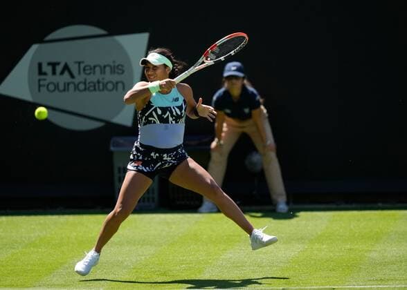 Mandatory Credit: Photo by Dave Shopland Shutterstock (12992812o) Great Britain s Heather Watson in 1st Round action Rothesay International Eastbourne, Tennis, Devonshire Park, Eastbourne, UK - 20 Jun 2022 Rothesay International Eastbourne, Tennis, Devonshire Park, Eastbourne, UK - 20 Jun 2022  Copyright: xDavexShopland Shutterstockx 12992812o