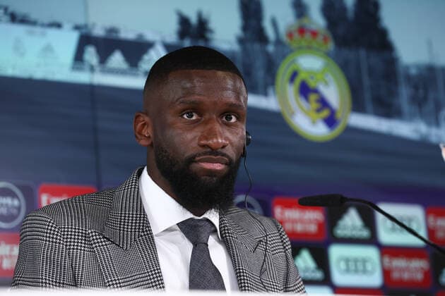 June 20, 2022, VALDEBEBAS, MADRID, SPAIN: Antonio Rudiger attends during his first press conference, PK, Pressekonferenz as player of Real Madrid at Ciudad Deportiva Real Madrid on June 20, 2022, in Valdebebas, Madrid Spain. VALDEBEBAS SPAIN - ZUMAa181 20220620_zaa_a181_012 Copyright: xOscarxJ.xBarrosox