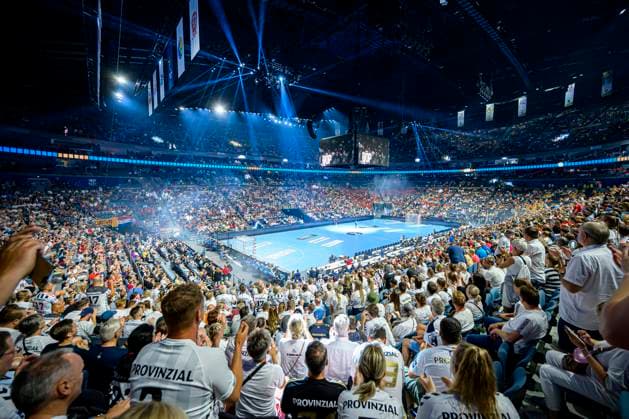 Cologne, Germany 19 June 2022 Handball EHF CL Final4 21 22 Final Barca vs Lomza Vive Kielce Overview Lanxess Arena with spectators Cologne Lanxess Arena North Rhine Westphalia Germany