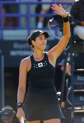 20th June 2022, Devonshire Park, Eastbourne, England; Eastbourne International Lawn Tennis Tournament; Garbine Muguruza (ESP) celebrates her victory after the match with Magdalena Frech (POL)  ActionPlus12401820 HongboxChen