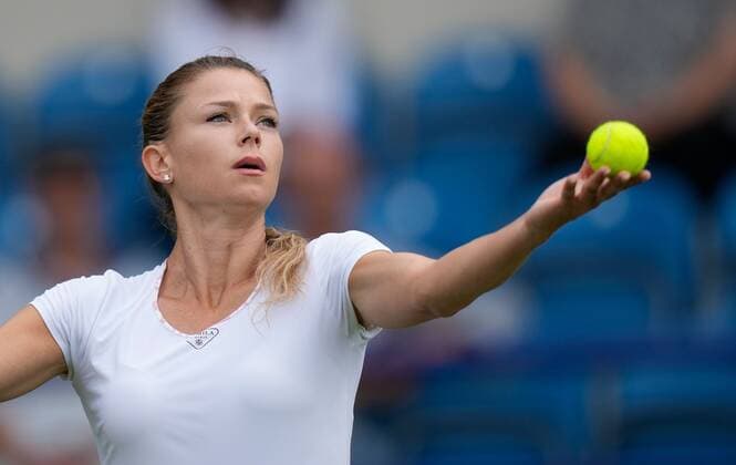 Mandatory Credit: Photo by Dave Shopland Shutterstock (12992813cc) Italy s Camila Giorgi during her round 1 win Rothesay International Eastbourne, Tennis, Devonshire Park, Eastbourne, UK - 21 Jun 2022 Rothesay International Eastbourne, Tennis, Devonshire Park, Eastbourne, UK - 21 Jun 2022  Copyright: xDavexShopland Shutterstockx 12992813cc