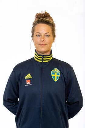 220621 Coach Johanna Almgren poses for a portrait during a photo shoot with the Swedish U23 womens national football team on June 21, 2022 in Helsingborg,  Copyright: MATHILDAxAHLBERG BB220621BB112