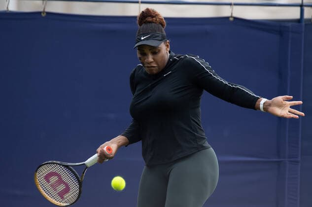 21st June 2022, Devonshire Park, Eastbourne, England; Eastbourne International Lawn Tennis Tournament; Serena Williams (USA) practices before her double match  ActionPlus12401892 HongboxChen