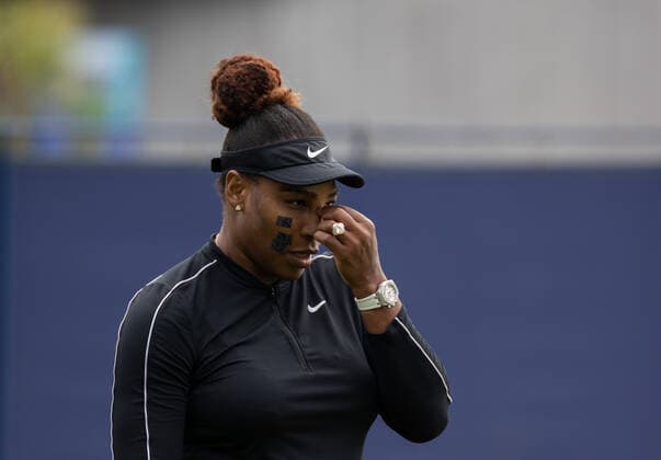 21st June 2022, Devonshire Park, Eastbourne, England; Eastbourne International Lawn Tennis Tournament; Serena Williams (USA) practices before her double match  ActionPlus12401893 HongboxChen