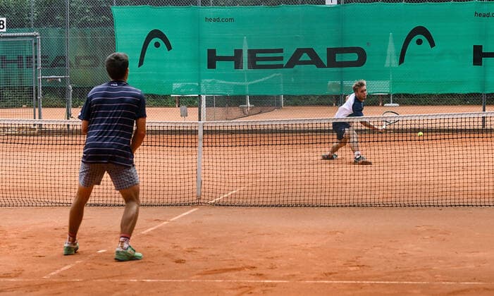 22 06 2022, xpsx, Tennis ITF Tournament at TC Bruchköbel, v l Miguel Avendano Cadena ESP , Matthew William Donald CZE Bruchköbel Hessen Germany DEU
